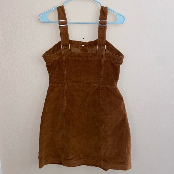 brown button front overalls corduroy cute y2k vintage dress mini hood core skirt - Picture 10 of 12